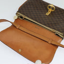 CELINE Macadam Canvas Shoulder Bag PVC Leather Brown Gold Auth 112874-10