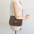 CELINE Macadam Canvas Shoulder Bag PVC Leather Brown Gold Auth 112874-24