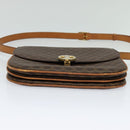 CELINE Macadam Canvas Shoulder Bag PVC Leather Brown Gold Auth 112874-5
