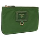 PRADA Pouch Nylon Green Gold Auth 112876-1