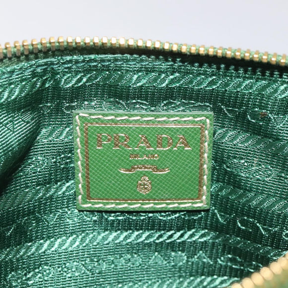 PRADA Pouch Nylon Green Gold Auth 112876