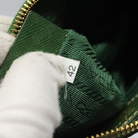 PRADA Pouch Nylon Green Gold Auth 112876