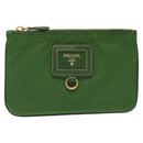 PRADA Pouch Nylon Green Gold Auth 112876-13