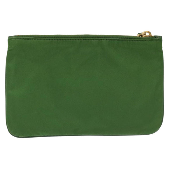 PRADA Pouch Nylon Green Gold Auth 112876