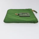PRADA Pouch Nylon Green Gold Auth 112876-3
