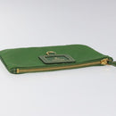 PRADA Pouch Nylon Green Gold Auth 112876-5