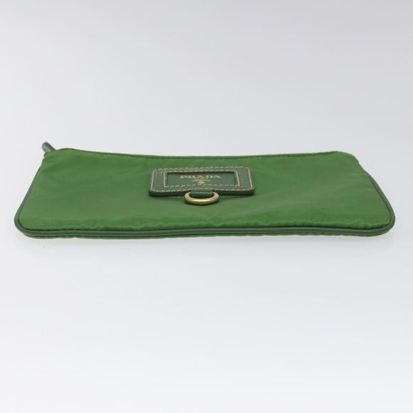 PRADA Pouch Nylon Green Gold Auth 112876