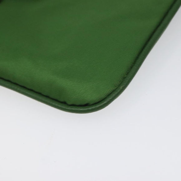 PRADA Pouch Nylon Green Gold Auth 112876