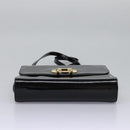 Salvatore Ferragamo Gancini Shoulder Bag Enamel Black Gold Auth 112878-5