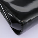 Salvatore Ferragamo Gancini Shoulder Bag Enamel Black Gold Auth 112878-9