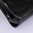 Salvatore Ferragamo Gancini Shoulder Bag Enamel Black Gold Auth 112878-16