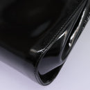 Salvatore Ferragamo Gancini Shoulder Bag Enamel Black Gold Auth 112878-17