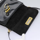 Salvatore Ferragamo Gancini Shoulder Bag Enamel Black Gold Auth 112878-19