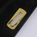 Salvatore Ferragamo Gancini Shoulder Bag Enamel Black Gold Auth 112878-10