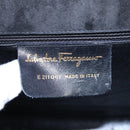 Salvatore Ferragamo Gancini Shoulder Bag Enamel Black Gold Auth 112878-12