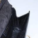 Salvatore Ferragamo Gancini Shoulder Bag Enamel Black Gold Auth 112878-20