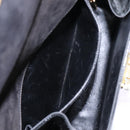 Salvatore Ferragamo Gancini Shoulder Bag Enamel Black Gold Auth 112878-23