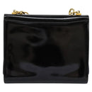 Salvatore Ferragamo Gancini Shoulder Bag Enamel Black Gold Auth 112878-2