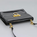 Salvatore Ferragamo Gancini Shoulder Bag Enamel Black Gold Auth 112878-6
