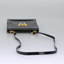 Salvatore Ferragamo Gancini Shoulder Bag Enamel Black Gold Auth 112878-7
