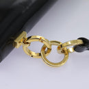 Salvatore Ferragamo Gancini Shoulder Bag Enamel Black Gold Auth 112878-8