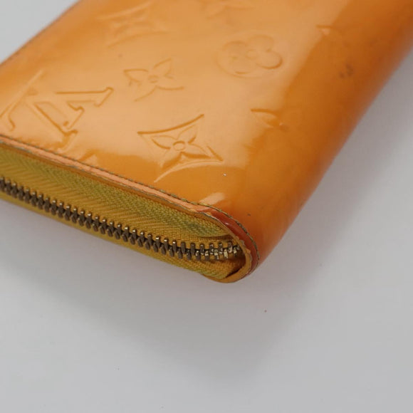 LOUIS VUITTON Monogram Vernis Zippy Wallet Jaune Passion M91733 LV Auth 112909