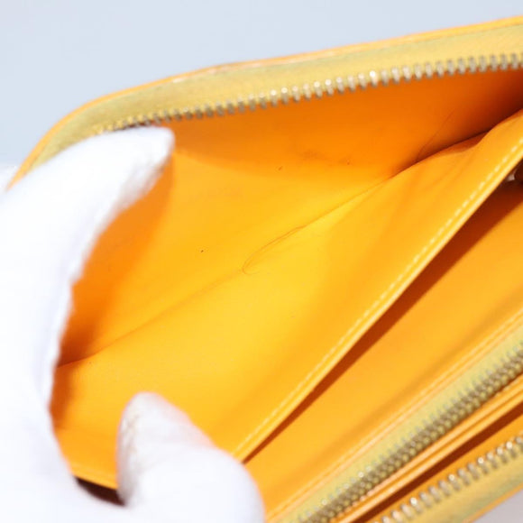 LOUIS VUITTON Monogram Vernis Zippy Wallet Jaune Passion M91733 LV Auth 112909