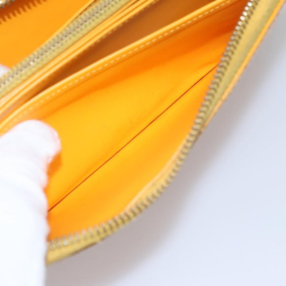 LOUIS VUITTON Monogram Vernis Zippy Wallet Jaune Passion M91733 LV Auth 112909