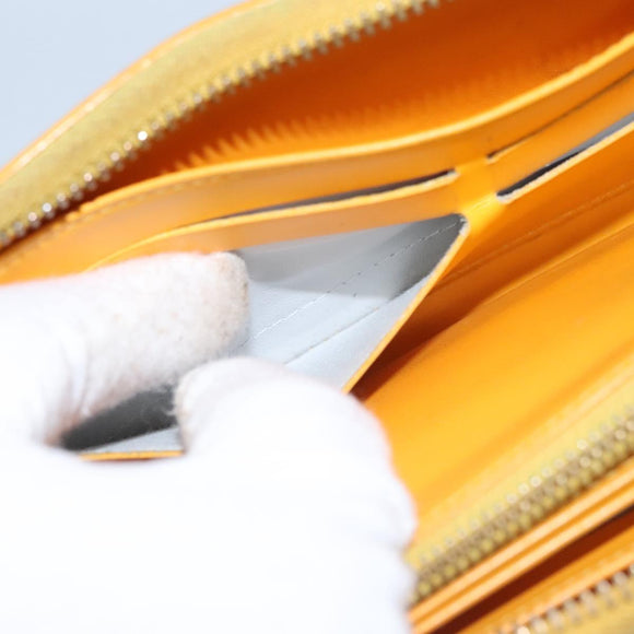 LOUIS VUITTON Monogram Vernis Zippy Wallet Jaune Passion M91733 LV Auth 112909