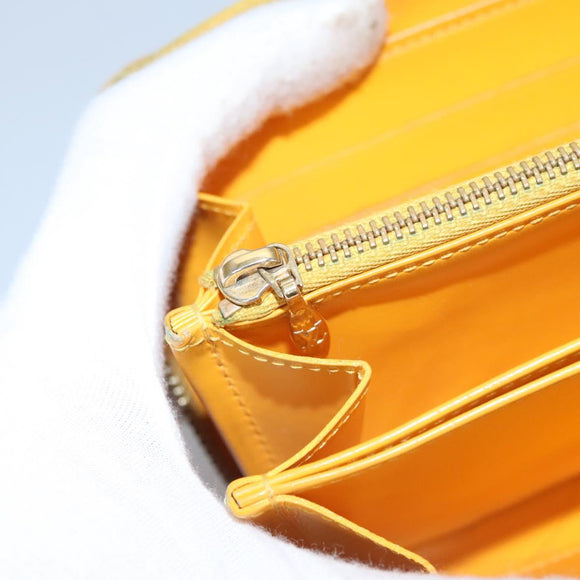 LOUIS VUITTON Monogram Vernis Zippy Wallet Jaune Passion M91733 LV Auth 112909