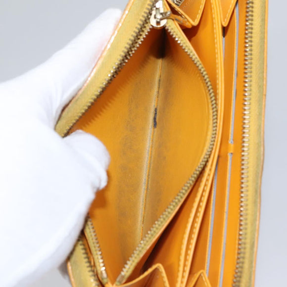 LOUIS VUITTON Monogram Vernis Zippy Wallet Jaune Passion M91733 LV Auth 112909