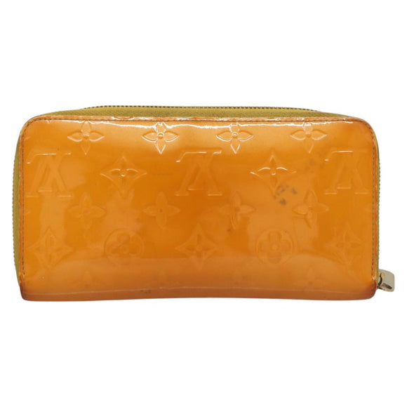 LOUIS VUITTON Monogram Vernis Zippy Wallet Jaune Passion M91733 LV Auth 112909