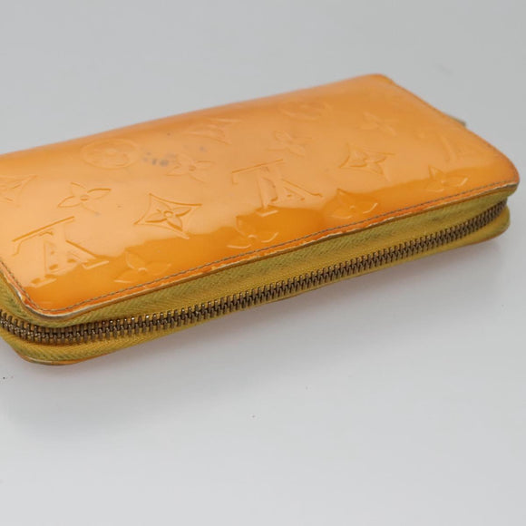 LOUIS VUITTON Monogram Vernis Zippy Wallet Jaune Passion M91733 LV Auth 112909