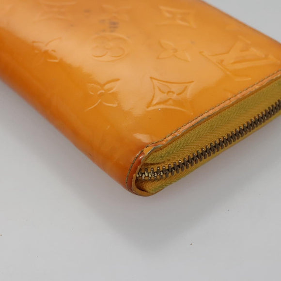 LOUIS VUITTON Monogram Vernis Zippy Wallet Jaune Passion M91733 LV Auth 112909