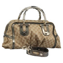 GUCCI Bamboo GG Canvas Hand Bag 2way Beige Auth 112922-1