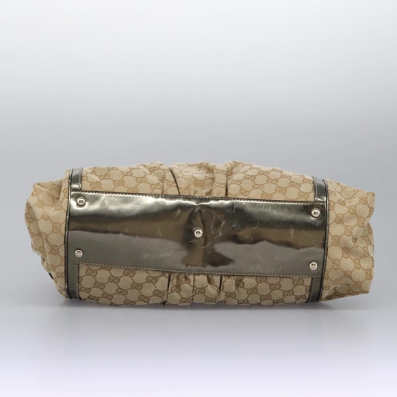 GUCCI Bamboo GG Canvas Hand Bag 2way Beige Auth 112922