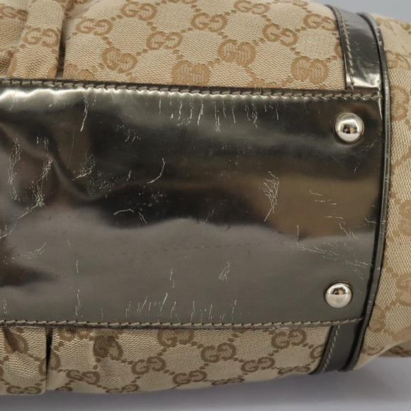 GUCCI Bamboo GG Canvas Hand Bag 2way Beige Auth 112922