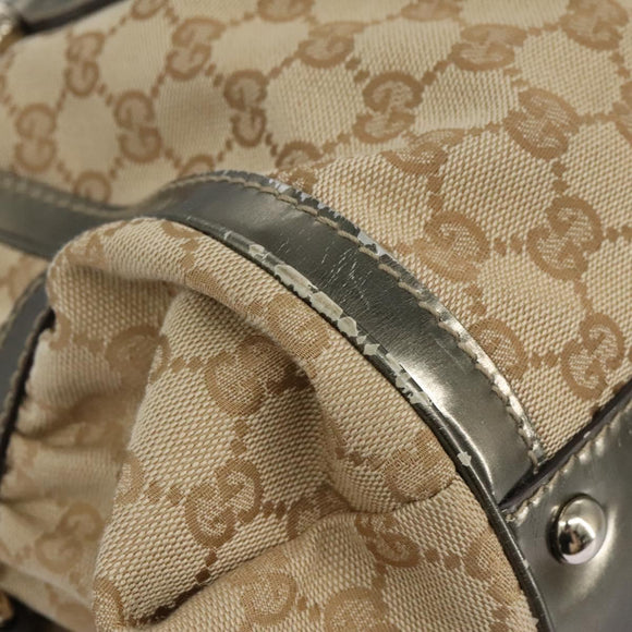 GUCCI Bamboo GG Canvas Hand Bag 2way Beige Auth 112922