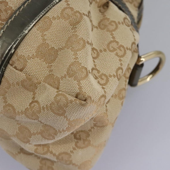 GUCCI Bamboo GG Canvas Hand Bag 2way Beige Auth 112922
