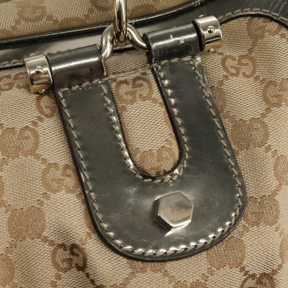 GUCCI Bamboo GG Canvas Hand Bag 2way Beige Auth 112922