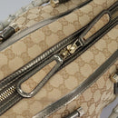 GUCCI Bamboo GG Canvas Hand Bag 2way Beige Auth 112922-21