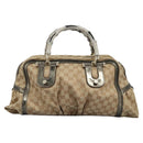 GUCCI Bamboo GG Canvas Hand Bag 2way Beige Auth 112922-13