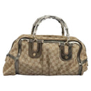 GUCCI Bamboo GG Canvas Hand Bag 2way Beige Auth 112922-2