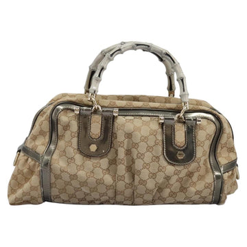 GUCCI Bamboo GG Canvas Hand Bag 2way Beige Auth 112922 - 0