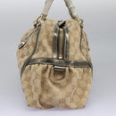 GUCCI Bamboo GG Canvas Hand Bag 2way Beige Auth 112922-3