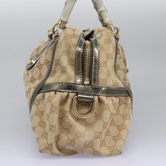 GUCCI Bamboo GG Canvas Hand Bag 2way Beige Auth 112922