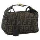 FENDI Zucca Canvas Vanity Pouch Brown Black gold Auth 112925-1