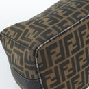 FENDI Zucca Canvas Vanity Pouch Brown Black gold Auth 112925-15