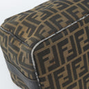FENDI Zucca Canvas Vanity Pouch Brown Black gold Auth 112925-17