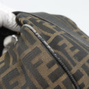 FENDI Zucca Canvas Vanity Pouch Brown Black gold Auth 112925-8